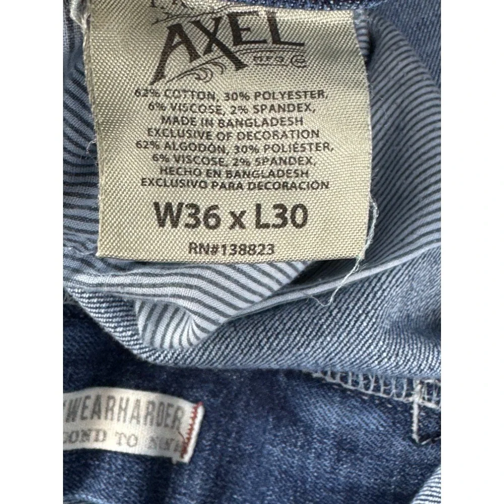 TK Axel Men's Slim Boot Cut Jeans 36x28 Medium Wash Embroidered Pockets Denim